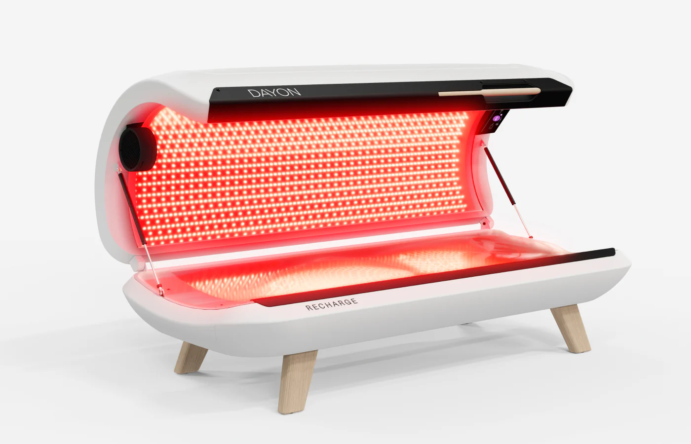 DAYON Recharge ljusbädd öppen med röda LED-paneler